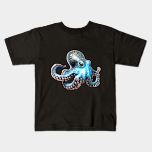 Swimming Octopus In Blue Kids T-Shirt